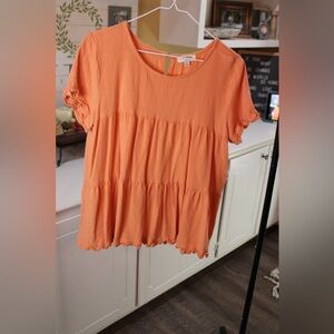 Orange Tiered Babydoll Blouse 🧡